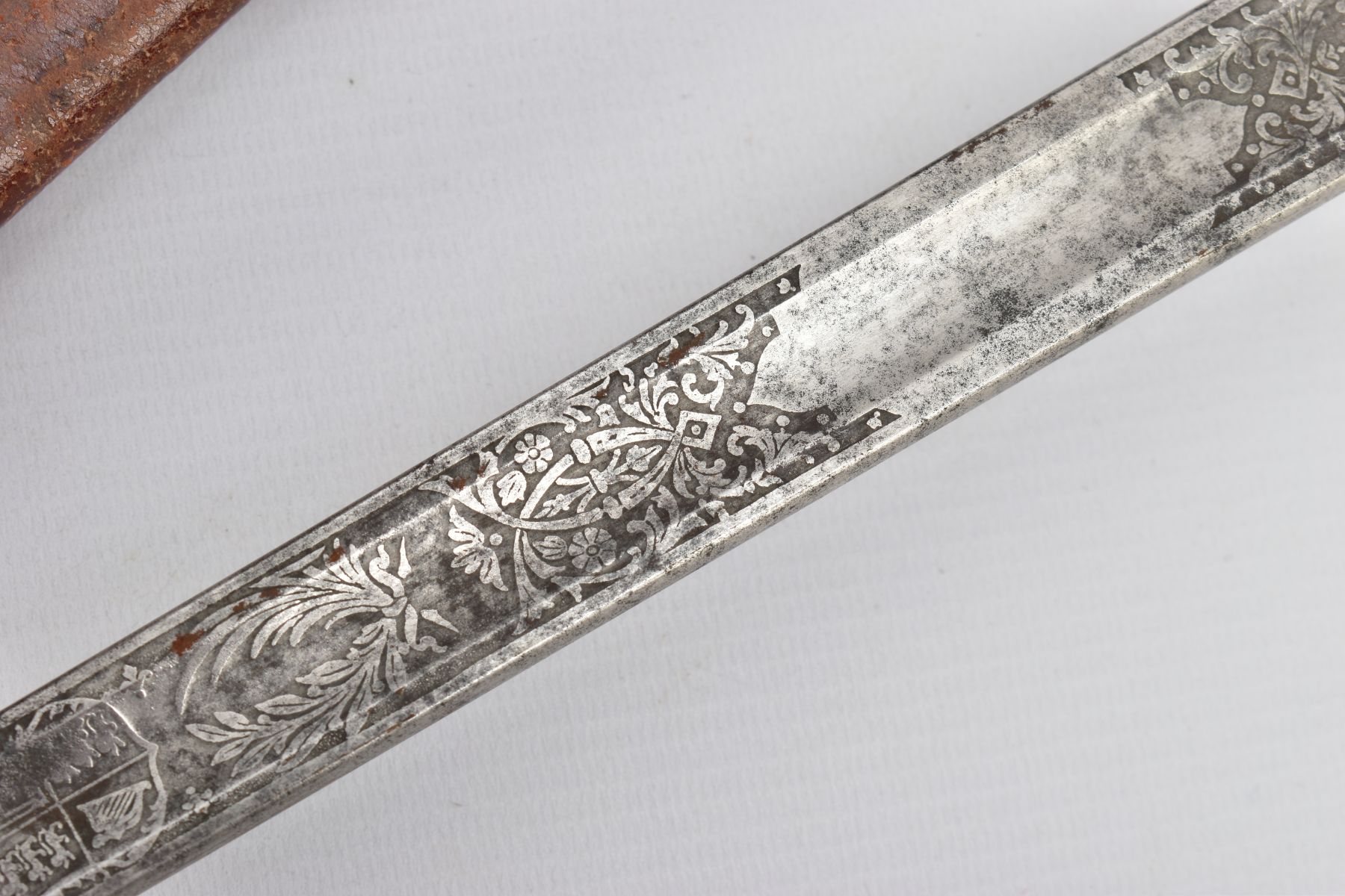 A FENTON BROTHERS LTD, SHEFFIELD 1897 PATTERN INFANTRY OFFICERS SWORD AND SCABBARD, the blade is - Image 4 of 15