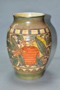 A CHARLOTTE RHEAD BURSLEY WARE VASE in the 'Oranges and Lemons' pattern, TL5, printed and painted