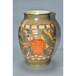 A CHARLOTTE RHEAD BURSLEY WARE VASE in the 'Oranges and Lemons' pattern, TL5, printed and painted