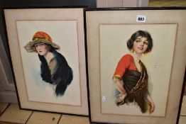 TWO CIRCA 1930 PORTRAIT PRINTS OF FEMALE FIGURES, comprising a Percy Bell Hickling print and a