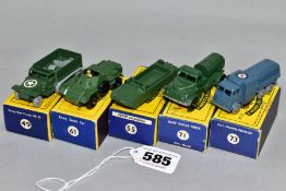 FIVE BOXED MATCHBOX 1-75 SERIES MILITARY VEHICLES, M3 Personnel Carrier, No.49, white star to
