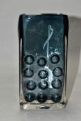 A GEOFFREY BAXTER FOR WHITEFRIARS MOBILE PHONE SLAB VASE, shape No.9670, in indigo, height 16.5cm (