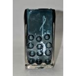 A GEOFFREY BAXTER FOR WHITEFRIARS MOBILE PHONE SLAB VASE, shape No.9670, in indigo, height 16.5cm (