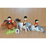 THREE BESWICK NORMAN THELWELL FIGURES, comprising 'Kick Start', 'Pony Express' and 'L-Plates',