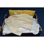 A BOX OF VINTAGE BABY AND TODDLERS CLOTHING ETC, mostly white and cream in colour, to include