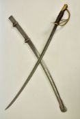 AN EXAMPLE OF AN M1840 US CAVALRY SABER, with scabbard, the blade length is approximately 89cm and