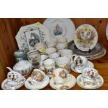 THIRTY TWO PIECES OF ROYAL COMMEMORATIVE CERAMICS AND GLASSWARES from Queen Victoria to Queen