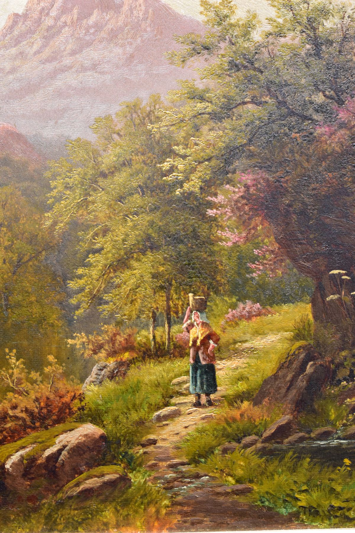 BOLTON KINCAID (19TH/20TH CENTURY) a female figure walking beside water, mountainous background - Image 2 of 4