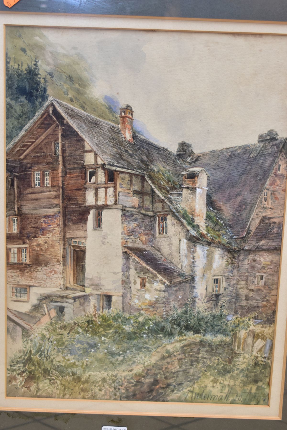 BERTHA SCHRADER (GERMAN 1845-1920) 'ANDERMATT' a study of a traditional Swiss Alpine house, - Image 2 of 4