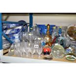 QUANTITY OF GLASSWARES to include footed blue and clear bowl with Murano sticker, approximate height