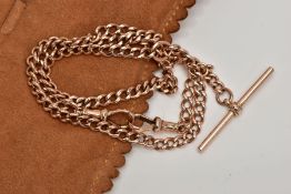 A 9CT GOLD ALBERT CHAIN, curb link chain fitted with two lobster claw clasps, each link stamped 9.