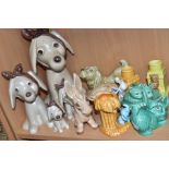 SYLVAC POTTERY ANIMALS to include a graduated bandaged dog set of four, largest approximately