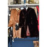 TWO FUR COATS, EVENING BAGS AND COSTUME HATPINS, coat lengths approximately 108cm - 110cm, sizes