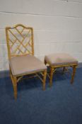 A CHINESE CHIPPENDALE STYLE BAMBOO SIDE CHAIR and matching stool (2)