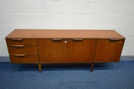 A MCINTOSH AND CO TEAK SIDEBOARD, with three drawers, the top drawer with cutlery dividers and baize
