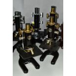 FIVE VARIOUS MID 20TH CENTURY MICROSCOPES, compromising three by C.Baker of London, serial no 12961,