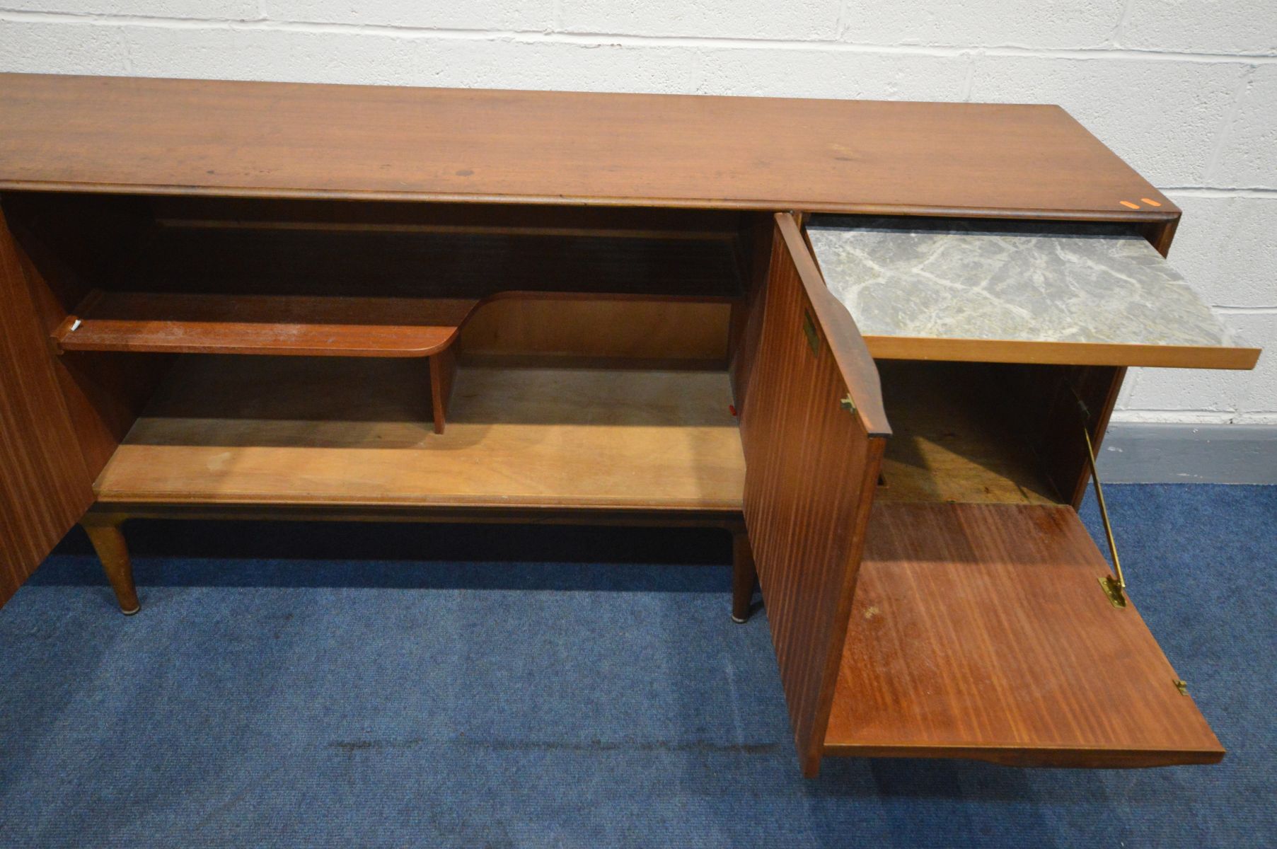 A MCINTOSH AND CO TEAK SIDEBOARD, with three drawers, the top drawer with cutlery dividers and baize - Image 3 of 6