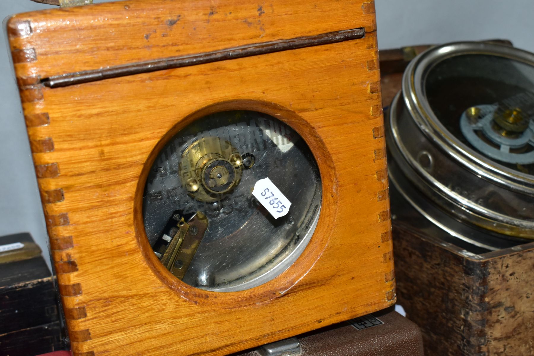 FIVE WOODEN, METAL AND PLASTIC CASED PIGEON CLOCKS, comprising a Toulet Imperator (locked), a Toulet - Image 5 of 6