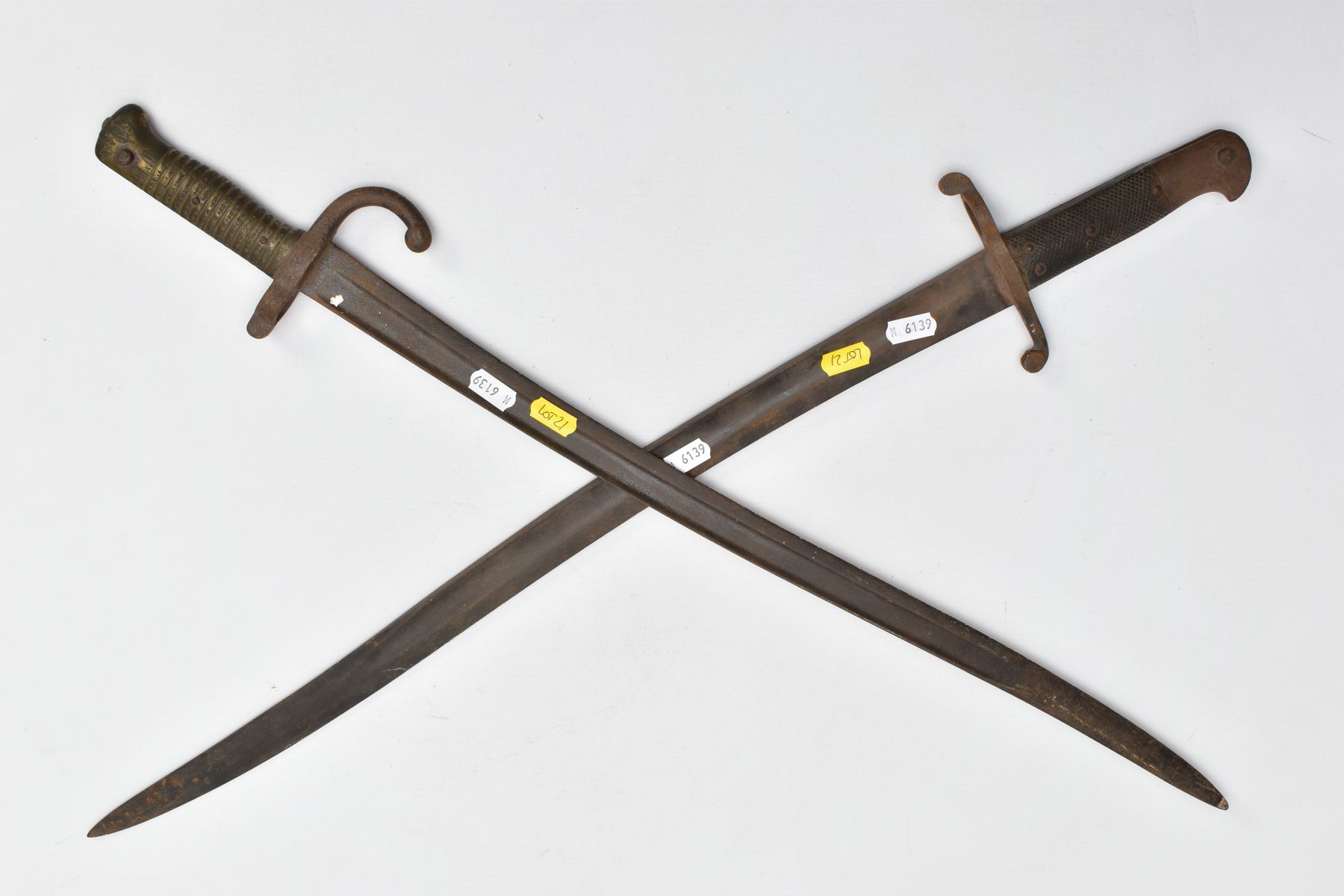 TWO x FRENCH? YATAGHAN STYLE RIFLE BAYONET, both have fullered blades lengths are approximately 58cm - Image 4 of 8