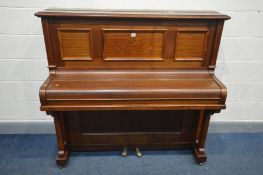 A MAHOGANY UPRIGHT PIANO, later stencilled stynway, length 141cm x depth 60cm x height 132cm