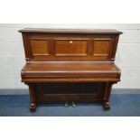 A MAHOGANY UPRIGHT PIANO, later stencilled stynway, length 141cm x depth 60cm x height 132cm