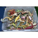 TWO BOXES OF PLASTIC TOY DINOSAURS, of various sizes