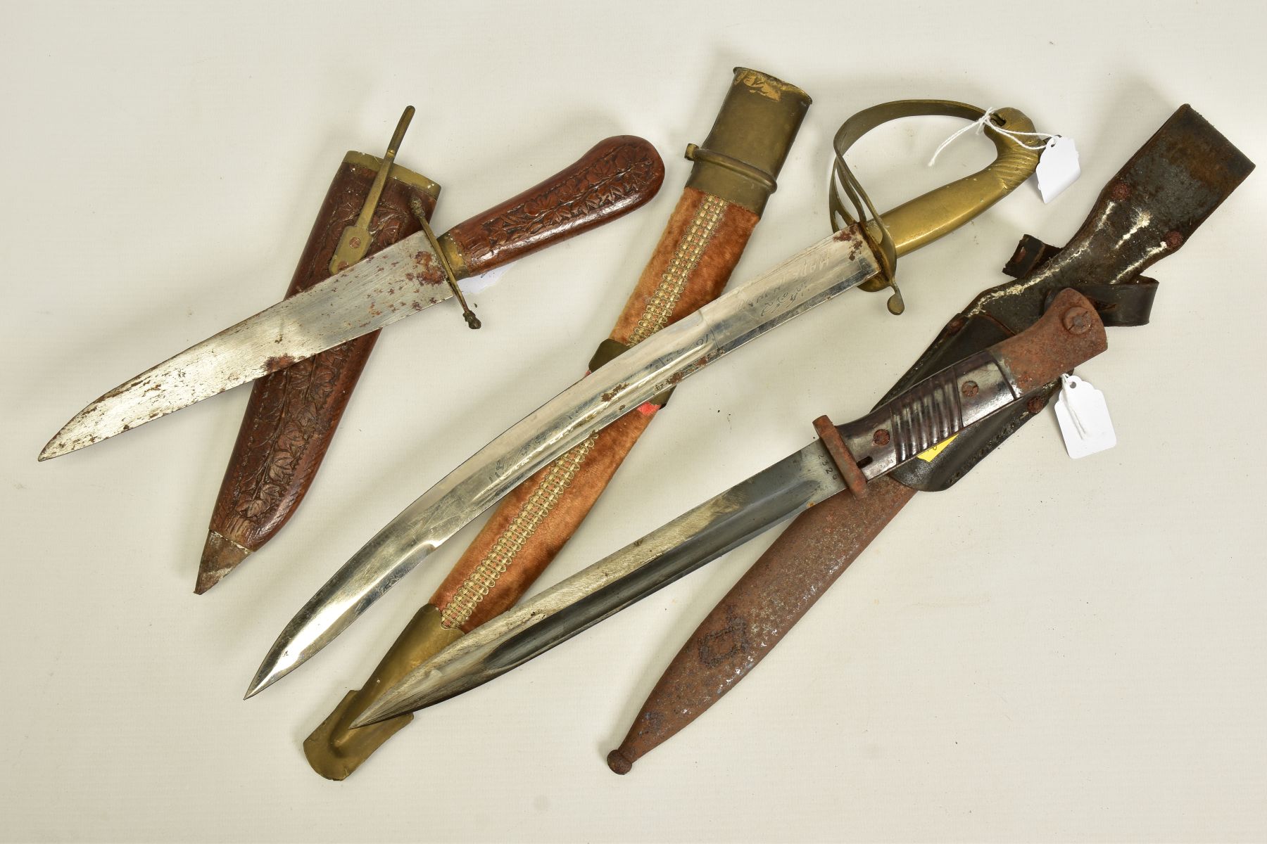 TWO EXAMPLES OF INDIAN SUB-CONTINENT TOURIST PIECE DAGGERS, both marked India, both with scabbards - Image 5 of 8