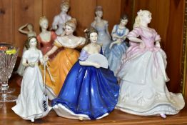 NINE FIGURINES INCLUDING COALPORT 'LADIES OF FASHION' 'Donna', 'Madeleine' (second) and an unnamed