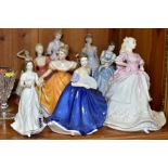 NINE FIGURINES INCLUDING COALPORT 'LADIES OF FASHION' 'Donna', 'Madeleine' (second) and an unnamed