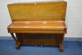 A BELL TONE MAHOGANY UPRIGHT PIANO, straight strung, width 137cm (condition - out of tune from mid