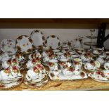 ONE HUNDRED AND FORTY THREE PIECES OF ROYAL ALBERT OLD COUNTRY ROSES TEA/DINNERWARES, comprising