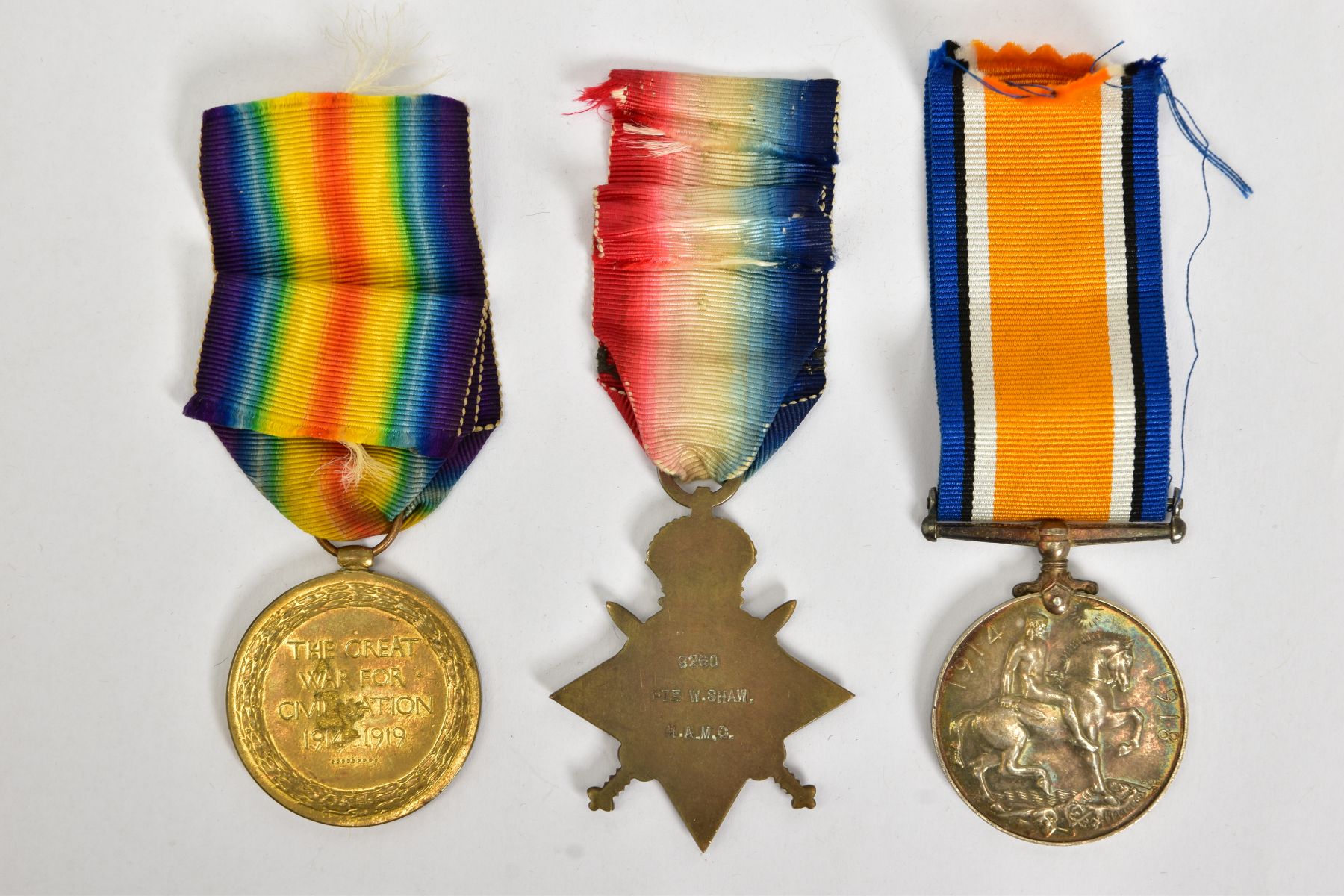 A WWI 1914 STAR AND AUG-NOV BAR, together with British War Medal named to 9260 Pte W Shaw. RAMC *A/ - Image 3 of 7