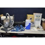 A QUANTITY OF HOUSEHOLD ELECTRIC ITEMS including a Porta-Neb Nebuliser compressor, a Aircast Cyro