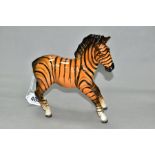 A BESWICK ZEBRA, first version in tan colourway with black stripes, Model No 845A height 18.4cm (