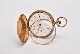 AN EARLY 20TH CENTURY DIAMOND AND ENAMEL POCKET WATCH, a yellow metal full hunter pocket watch,