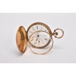 AN EARLY 20TH CENTURY DIAMOND AND ENAMEL POCKET WATCH, a yellow metal full hunter pocket watch,