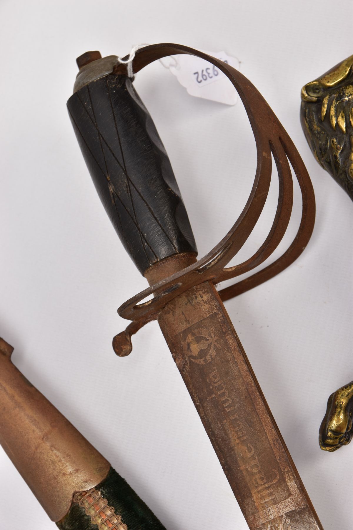 FIVE ASSORTED BLADED WEAPONS, two small short swords, curved blades, poorly constructed, knots in - Image 4 of 14