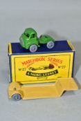 A BOXED MATCHBOX 1-75 SERIES BEDFORD ARTICULATED LOW LOADER, NO. 27, second type with dark green