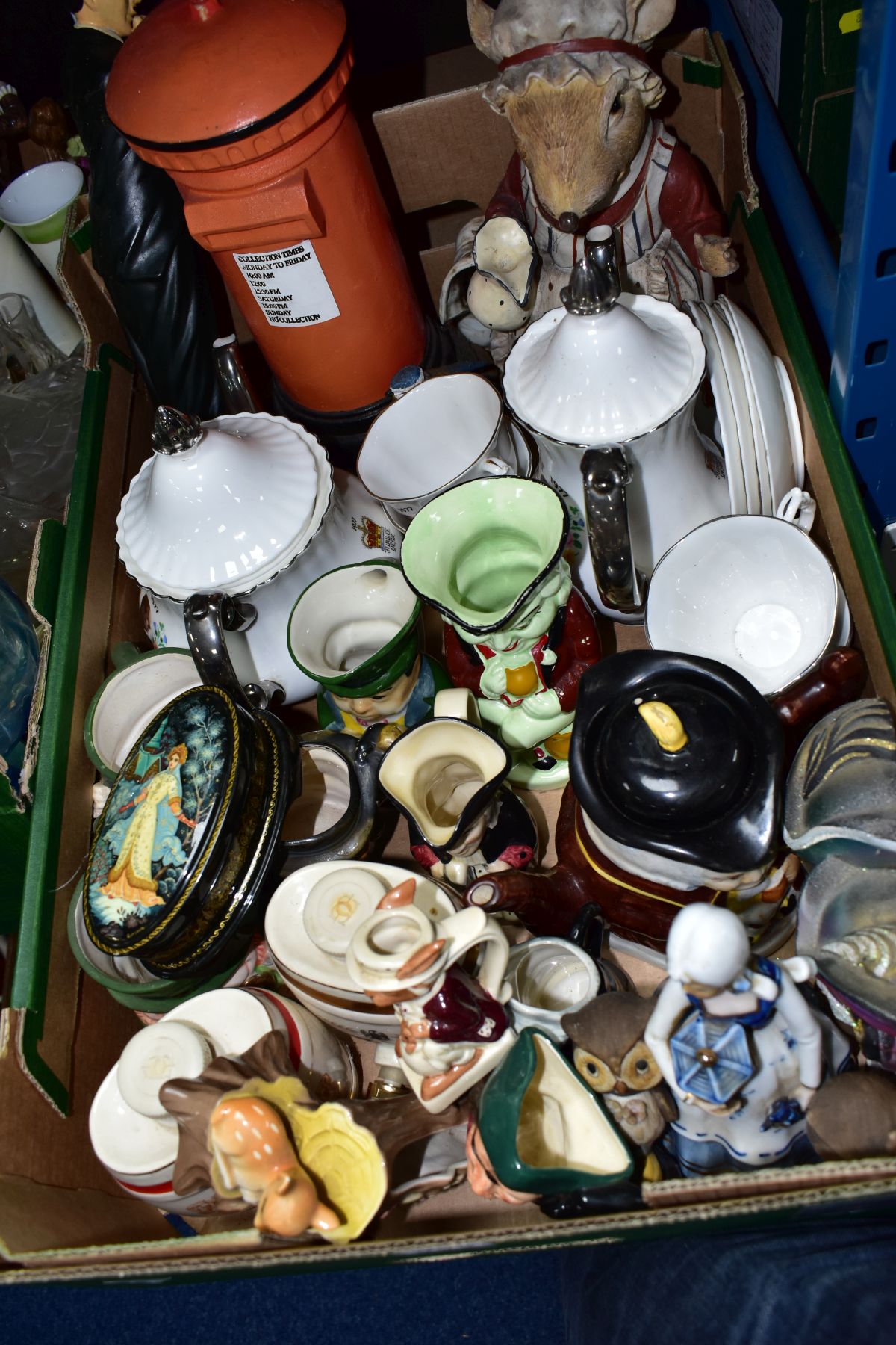 FOUR BOXES AND LOOSE CERAMICS, GLASSWARES AND ORNAMENTS to include vintage West German vase, - Image 2 of 5