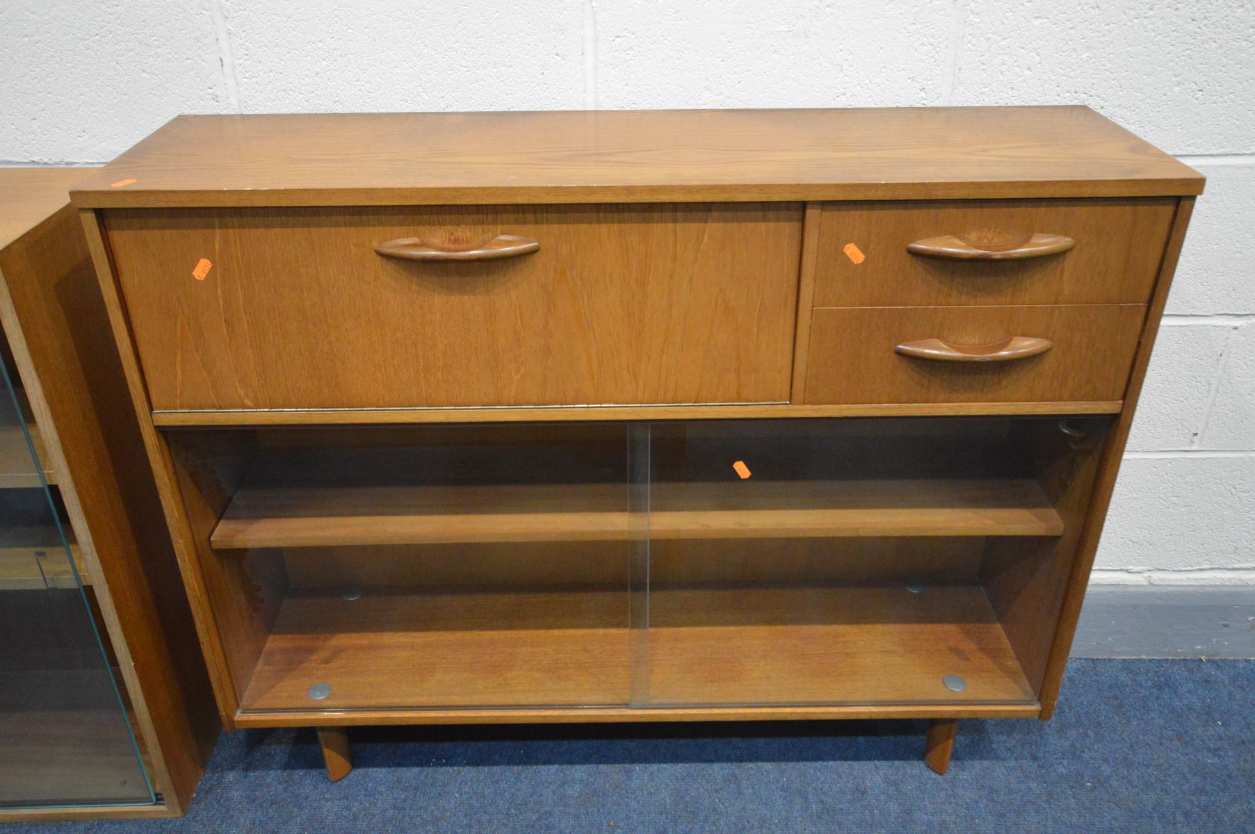 A MID 20TH CENTURY DANISH STYLE TEAK BOOKCASE, with a fall front compartment besides two drawers, - Image 2 of 4