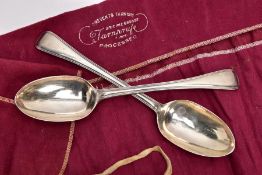 TWO LATE VICTORIAN SILVER SERVING SPOONS, reeded old English pattern, each hallmarked 'S Smith & Son