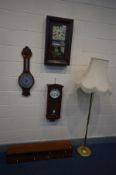 A CHAUNCEY JEROME CLOCK COMPANY AMERICAN OGEE SHELF CLOCK, along with a Vienna wall clock, oak