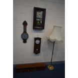 A CHAUNCEY JEROME CLOCK COMPANY AMERICAN OGEE SHELF CLOCK, along with a Vienna wall clock, oak