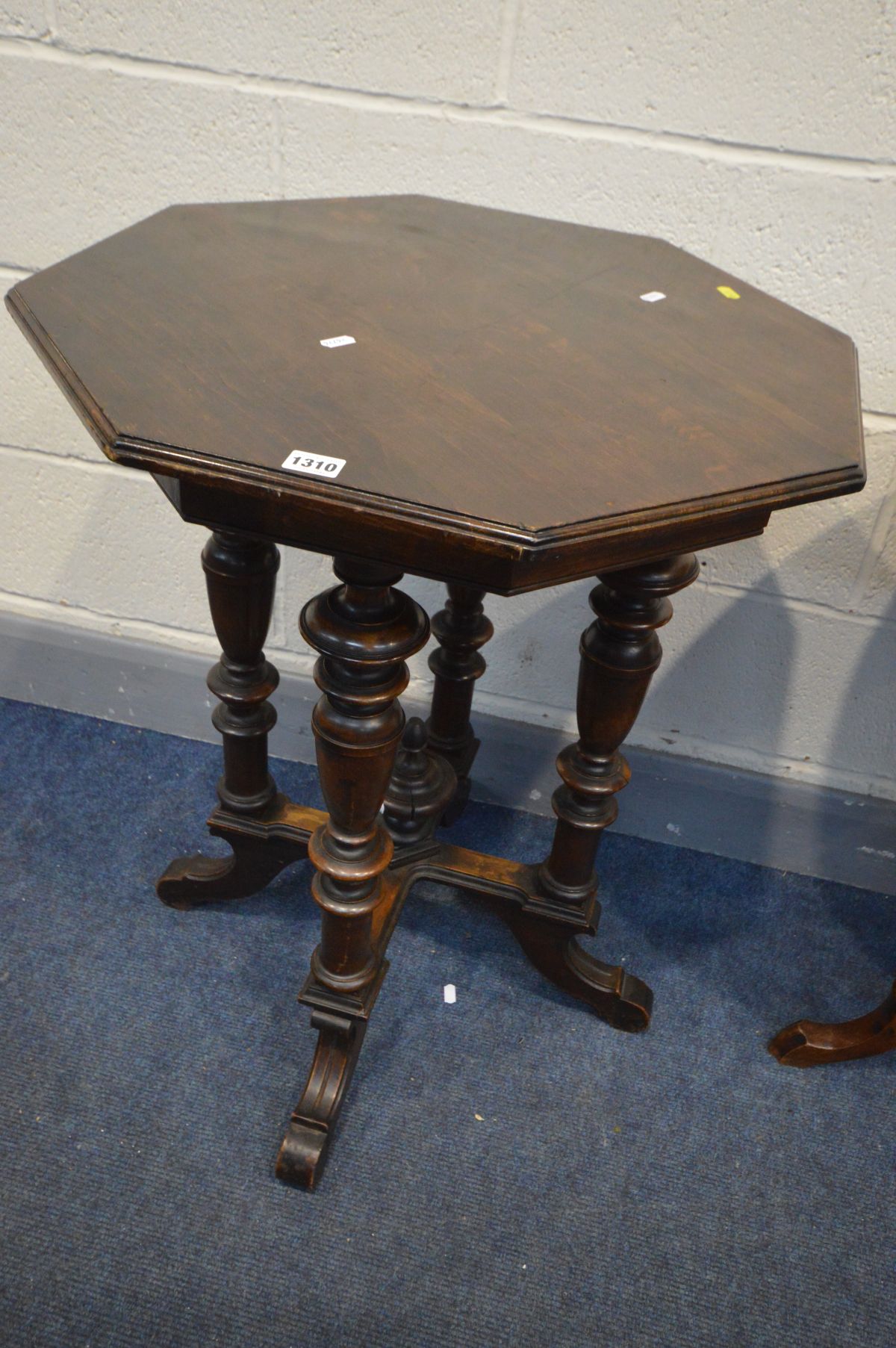 A LATE VICTORIAN OCTAGONAL CENTRE TABLE, along with an oval tilt top tripod table (2) - Image 3 of 3