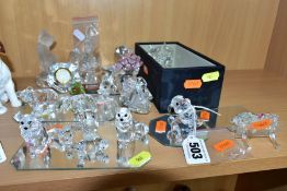TWENTY THREE SWAROVSKI AND OTHER CRYSTAL FIGURES, to include cat and three kittens set with ball,