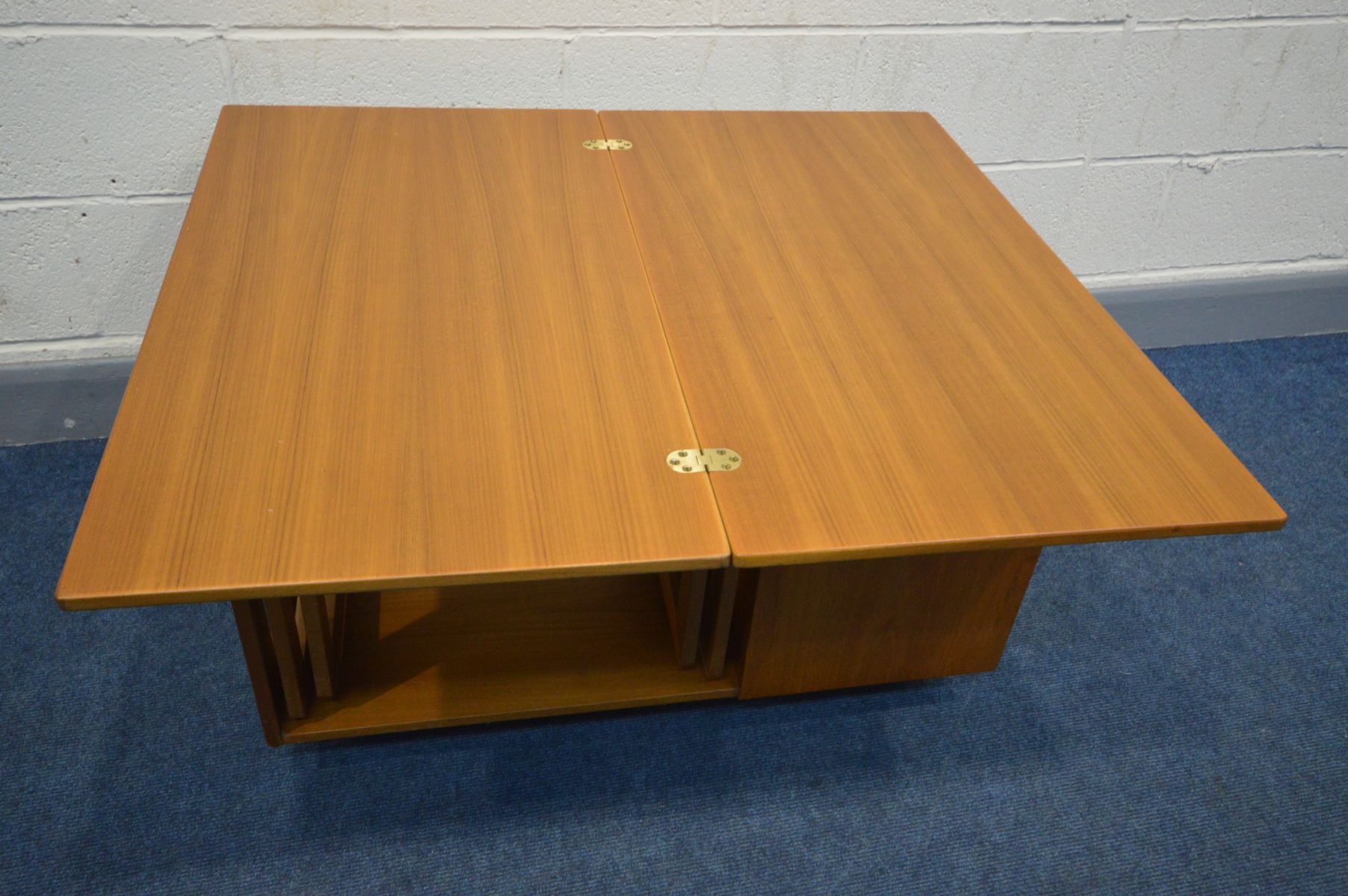 A MCINTOSH AND CO TRISTOR MULTI FUCTIONAL COFFEE TABLE, with a swivel fold out top, lower cabinet - Image 2 of 4