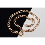 A 9CT GOLD FETTER BRACELET, fitted with a spring clasp, hallmarked 9ct gold London import, length