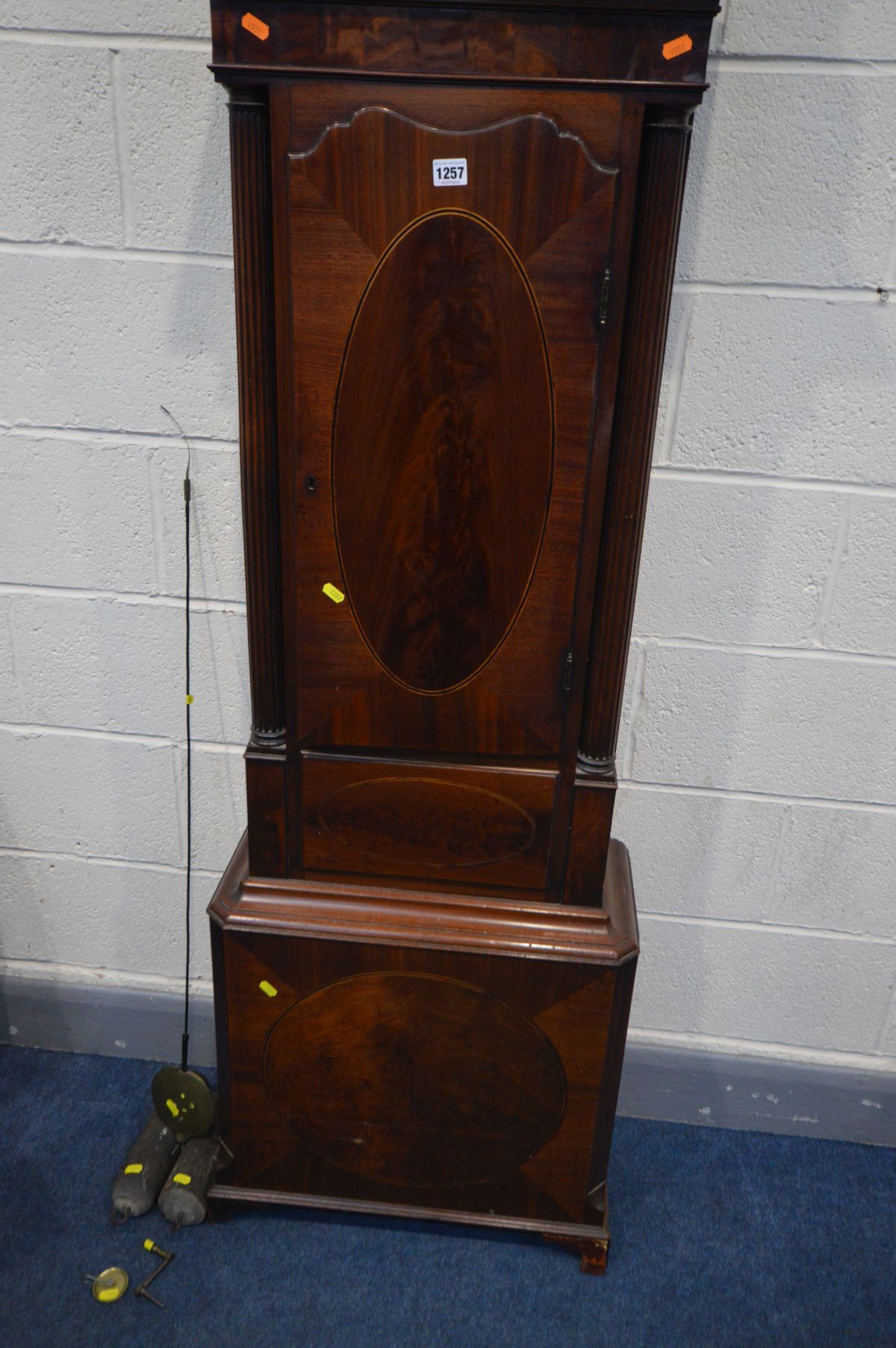A GEORGE IV MAHOGANY 8 DAY LONGCASE CLOCK, the hood with decorated glass panels below a swan neck - Image 10 of 11