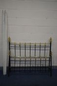 A VICTORIAN STYLE BRASS AND METAL 4FT6 BEDSTEAD