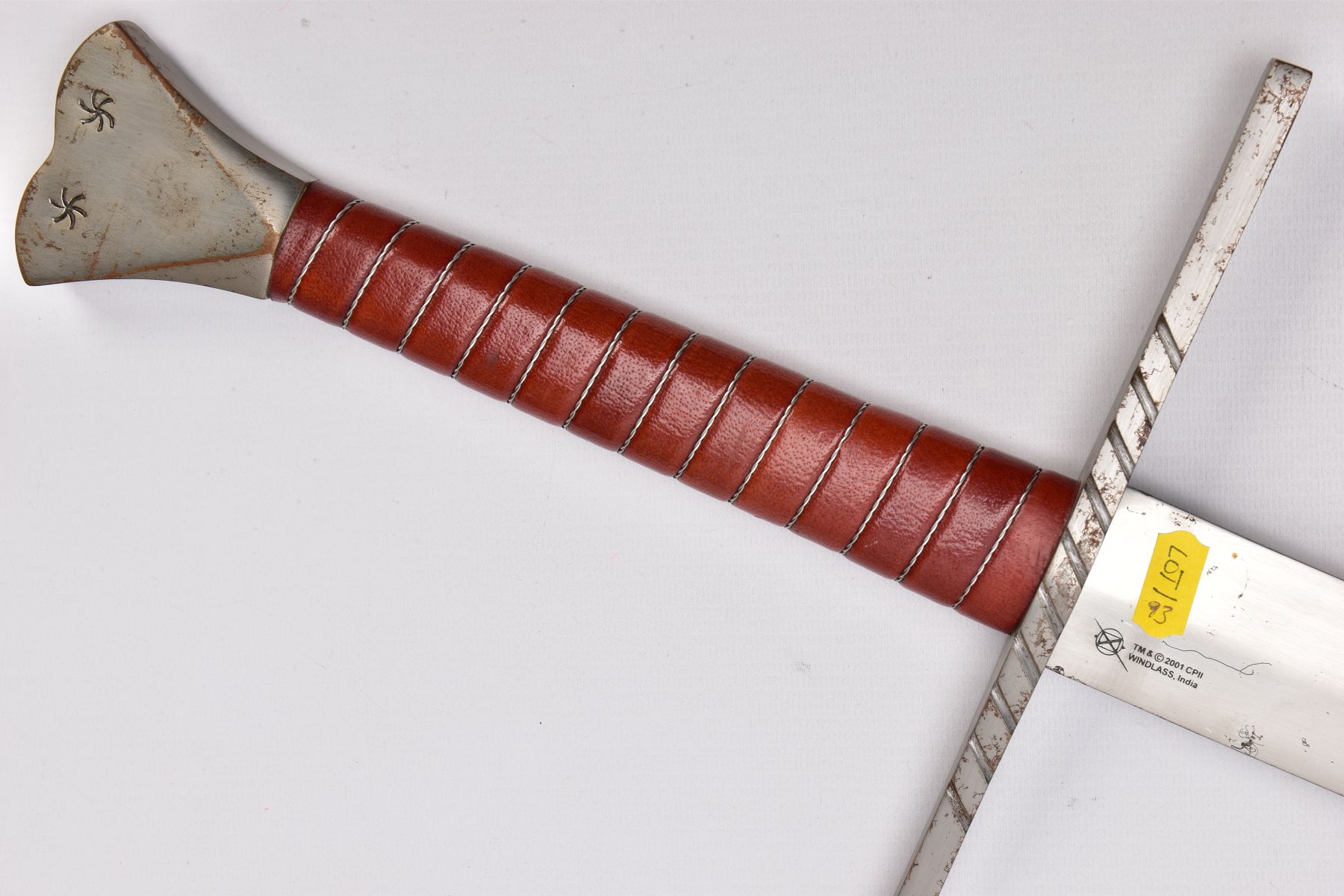 TWO REPLICA COPY SWORDS, a Medieval style sword, with approximately 83cm length blade, slightly - Image 2 of 9